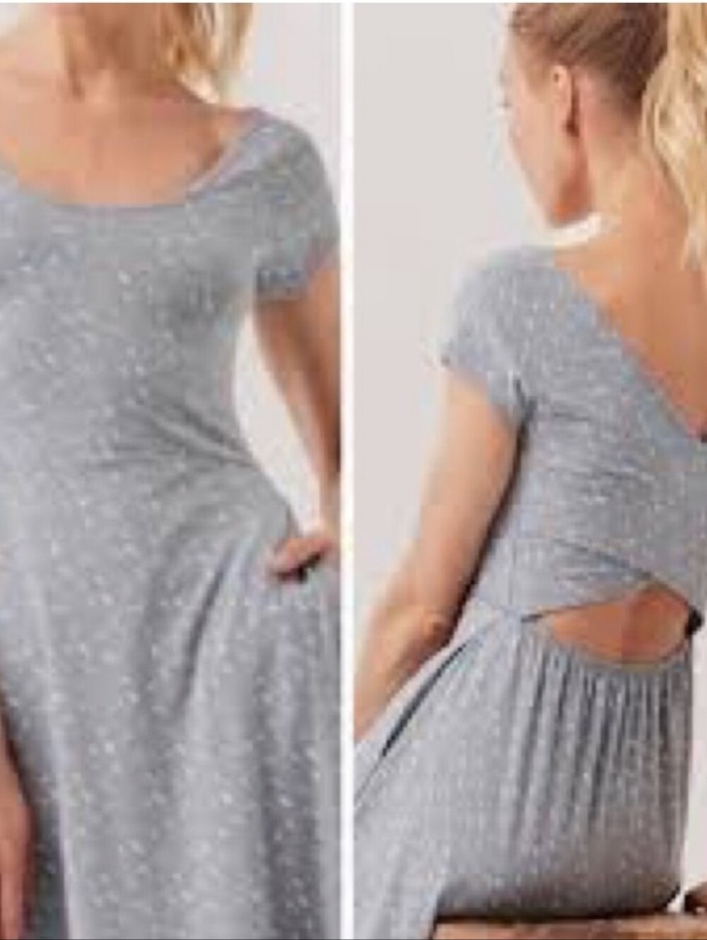Pact Caper Scoop Neck Cap Sleeve T-Shirt Dress Grey S